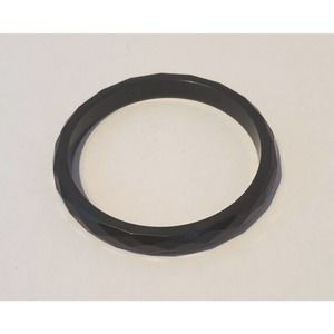 Carved Black Round Bakelite Bangle Bracelet